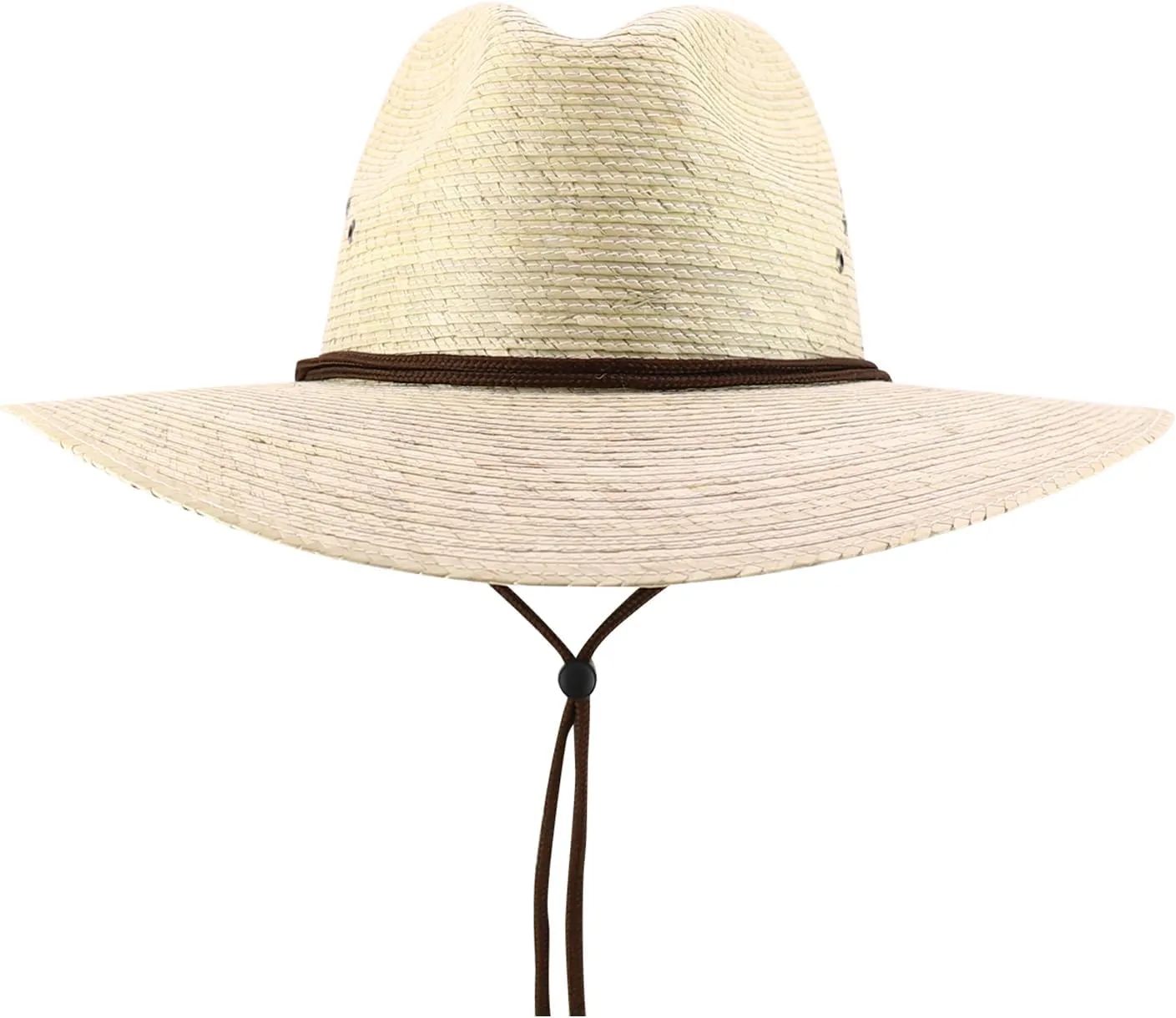 Trendy Apparel Shop Palm Braid Large Brim Fedora with Double String Chin Cord