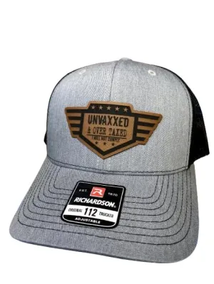 Unvaxxed and Overtaxed Trucker Hat, Unvaccinated Hat (Heather Grey).