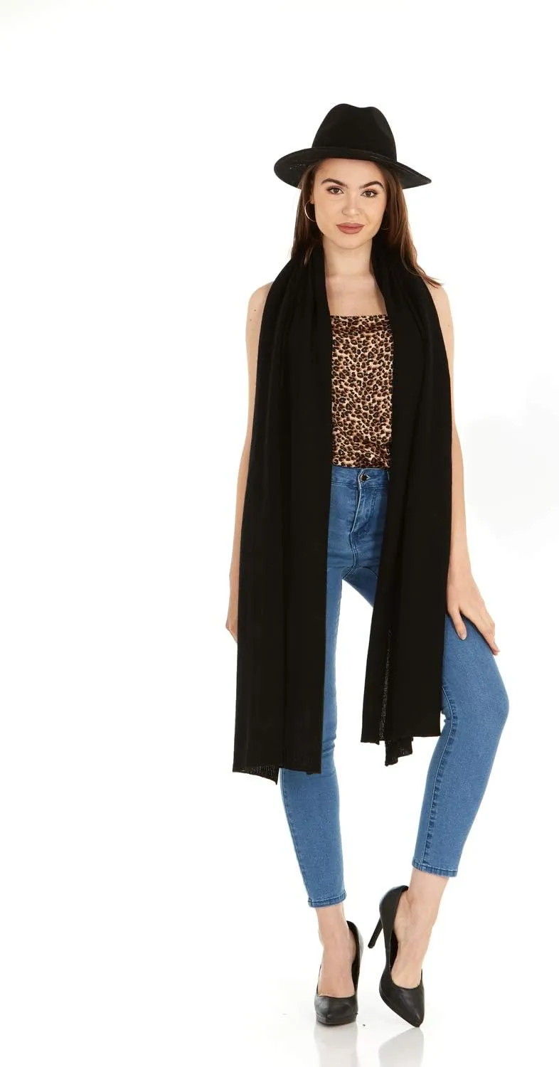 Velanio Cashmere 100% Cashmere Knitted Wrap Pashmina Shawl Extra Large Scarf Stole for Women Travel
