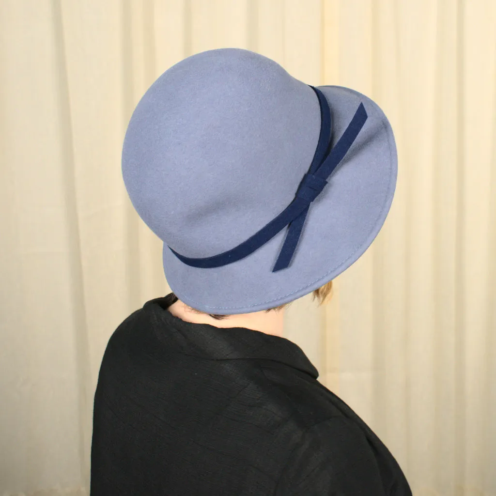 Vintage 1970s does 1920s Steel Blue Hat