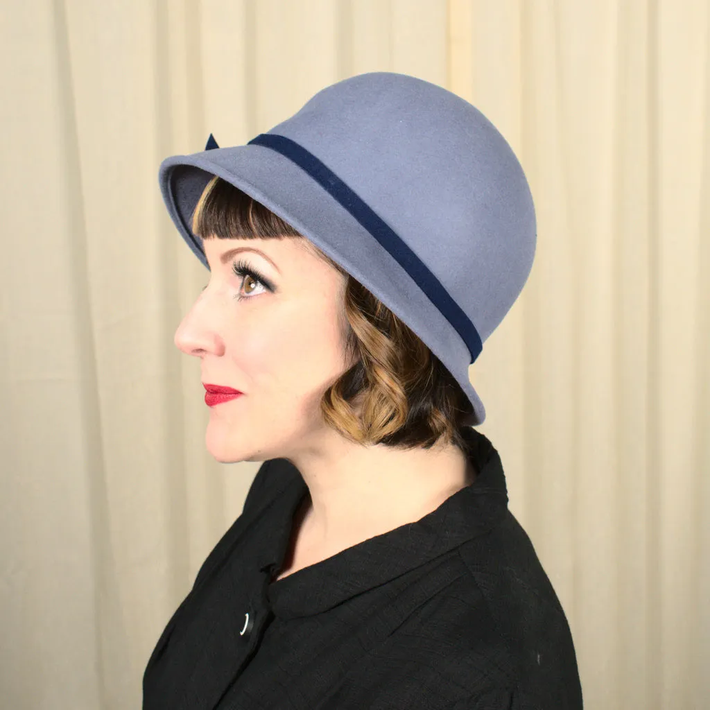 Vintage 1970s does 1920s Steel Blue Hat