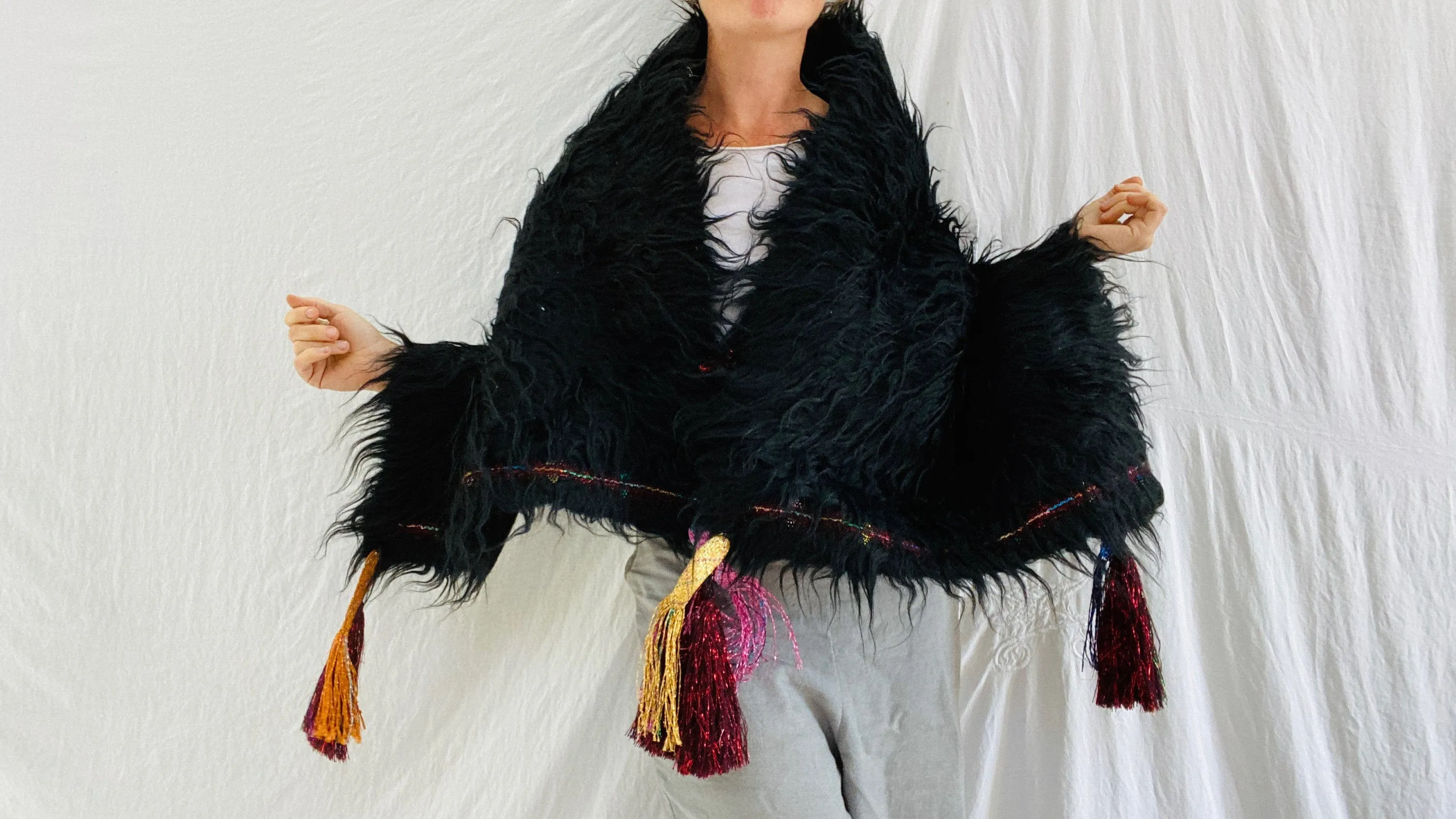 Wool Shawl with Tassels. Mayan. Chamula. Mexico