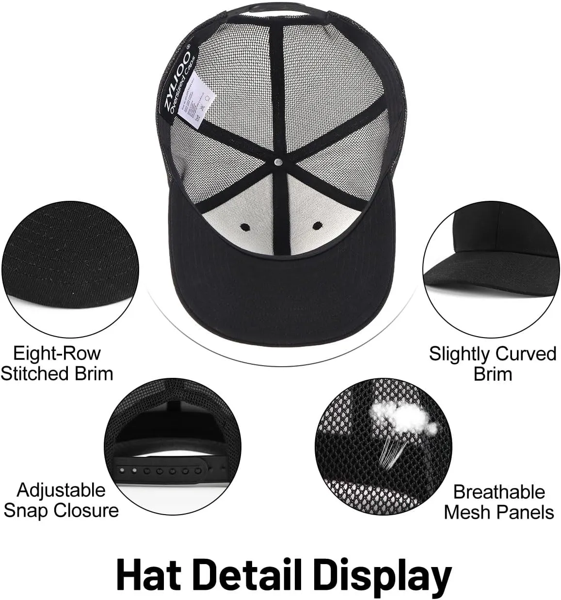 Zylioo Oversize XXL/XL Trucker Hats, Large Snapback Mesh Cap,Cool Summer Cap for Big Heads,Gaint 2 Tone Travel Cap